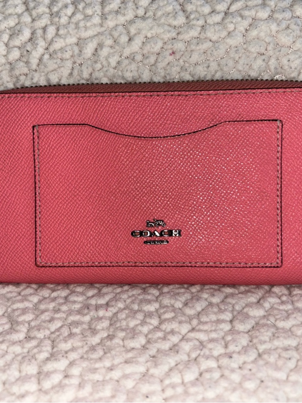 COACH Hot Neon Pink Lemonade Leather Zip Wallet - Picture 2 of 14